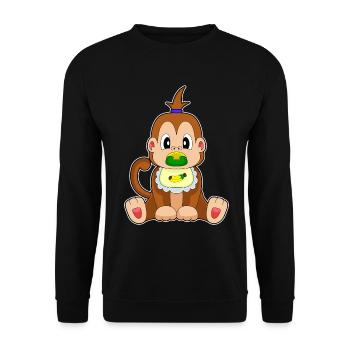 Affe Baby Lätzchen Schnuller - Unisex Pullover - Schwarz - Vorne - Alina (178cm) & Michal (187cm)