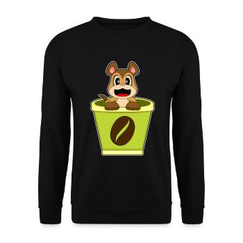 Erdmännchen Coffee to go Becher - Unisex Pullover - Schwarz - Vorne - Alina (178cm) & Michal (187cm)