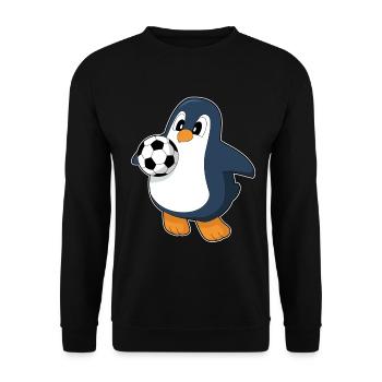 Pinguin Fußballspieler Fußball - Unisex Pullover - Schwarz - Vorne - Alina (178cm) & Michal (187cm)