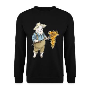 Schaf Landwirt Stroh Bauernhof - Unisex Pullover - Schwarz - Vorne - Alina (178cm) & Michal (187cm)