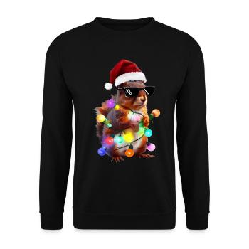Écureuil de Noël avec des guirlandes lumineuses - Sweat-shirt Unisexe - noir - Devant - Alina (178cm) & Michal (187cm)