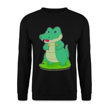 Krokodil Dart Dartpfeil - Unisex Pullover - Schwarz - Vorne - Alina (178cm) & Michal (187cm)