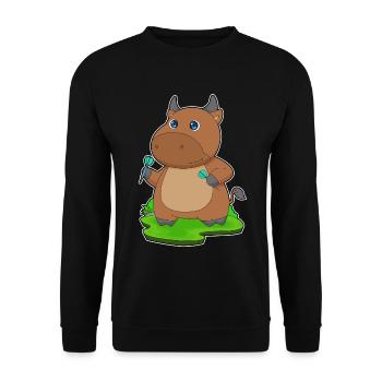 Stier Dart Dartpfeil - Unisex Pullover - Schwarz - Vorne - Alina (178cm) & Michal (187cm)