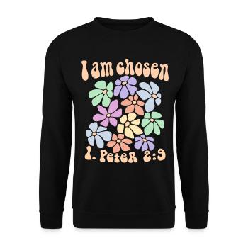 Jésus Dieu Verset de la Bible Rétro Chrétien Je suis choisi - Sweat-shirt Unisexe - noir - Devant - Alina (178cm) & Michal (187cm)