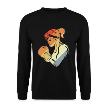 Vintage Female Boxer - Unisex Sweatshirt - black - Front - Alina (178cm) & Michal (187cm)