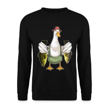 Pêche au canard pêcheur - Sweat-shirt Unisexe - noir - Devant - Alina (178cm) & Michal (187cm)