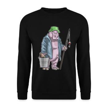 Pêche à la canne à pêche hippopotame Angler - Sweat-shirt Unisexe - noir - Devant - Alina (178cm) & Michal (187cm)