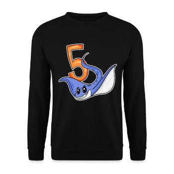 5e anniversaire Motif Stingray - 5 ans - Sweat-shirt Unisexe - noir - Devant - Alina (178cm) & Michal (187cm)