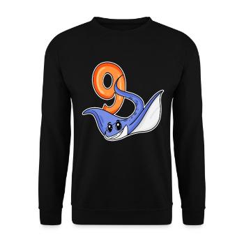 9. Geburtstag Motiv Stachelrochen - 9 Jahre - Unisex Pullover - Schwarz - Vorne - Alina (178cm) & Michal (187cm)