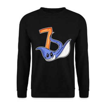 Motif 7e anniversaire Stingray - 7 ans - Sweat-shirt Unisexe - noir - Devant - Alina (178cm) & Michal (187cm)