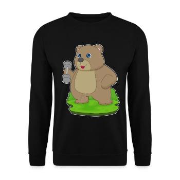Bear Bodybuilder Dumbbell Bodybuilding - Unisex Sweatshirt - black - Front - Alina (178cm) & Michal (187cm)