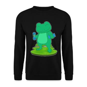 Frosch Bodybuilder Hanteln Bodybuilding - Unisex Pullover - Schwarz - Vorne - Alina (178cm) & Michal (187cm)