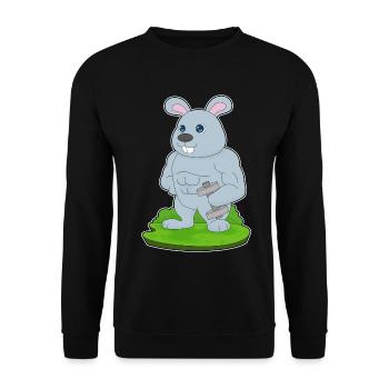 Hase Bodybuilder Hantel Bodybuilding - Unisex Pullover - Schwarz - Vorne - Alina (178cm) & Michal (187cm)