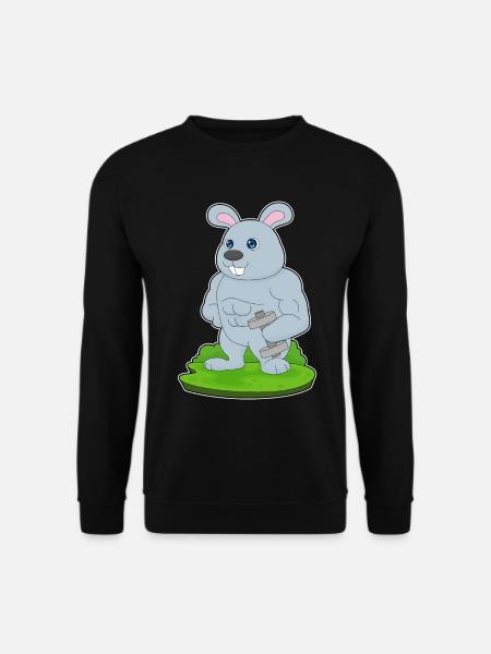 Bunny Bodybuilder Musculation avec haltères - Sweat-shirt Unisexe - noir
