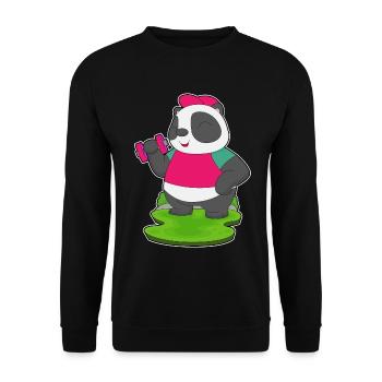 Panda Bodybuilder Dumbbell Bodybuilding - Unisex Sweatshirt - black - Front - Alina (178cm) & Michal (187cm)