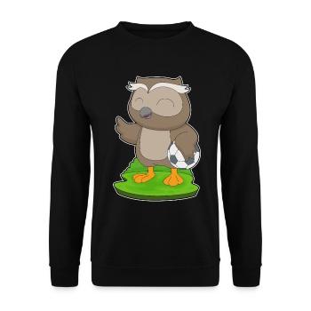 Eule Fußballspieler Fußball - Unisex Pullover - Schwarz - Vorne - Alina (178cm) & Michal (187cm)