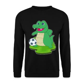 Krokodil Fußballspieler Fußball - Unisex Pullover - Schwarz - Vorne - Alina (178cm) & Michal (187cm)