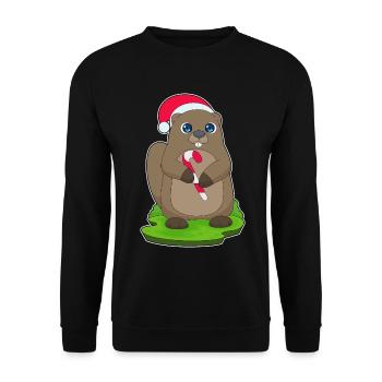 Beaver Christmas Candy Cane - Unisex Sweatshirt - black - Front - Alina (178cm) & Michal (187cm)