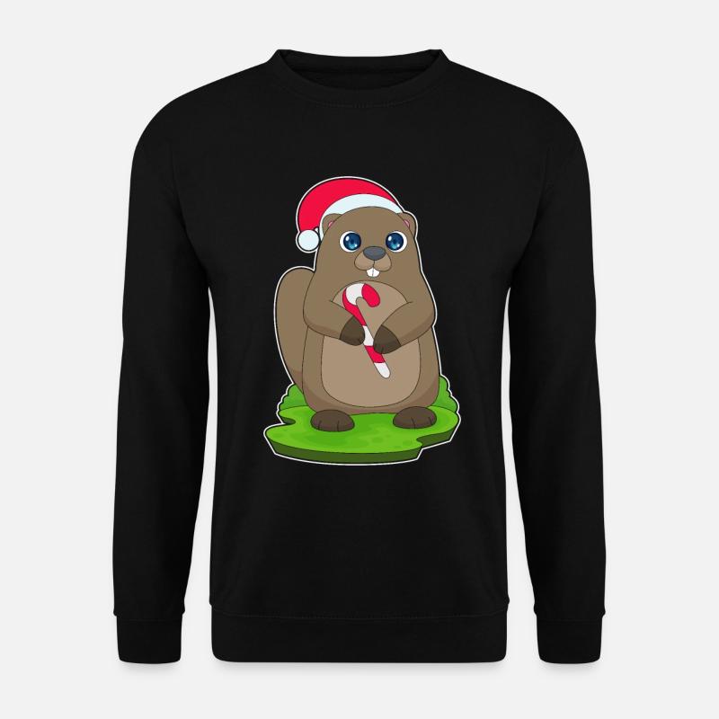 Beaver Christmas Candy Cane - Unisex Sweatshirt - black