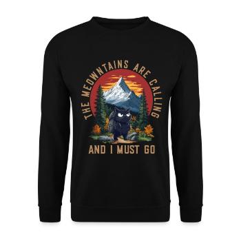 The Meowntains Are Calling Cat Hiking Gift - Unisex Sweatshirt - black - Front - Alina (178cm) & Michal (187cm)