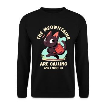 The Meowntains Are Calling Mountains Hiking Cat - Unisex Sweatshirt - black - Front - Alina (178cm) & Michal (187cm)