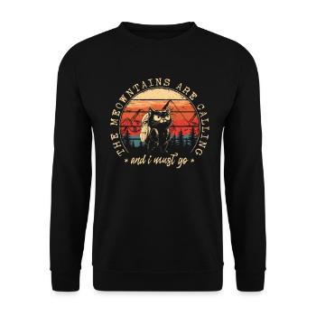 The Meowntains Are Calling Mountains Cat Hiking - Unisex Sweatshirt - black - Front - Alina (178cm) & Michal (187cm)