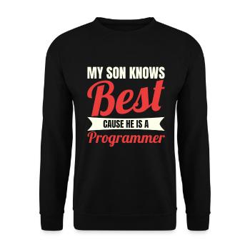 Software Entwickler Sohn - Unisex Pullover - Schwarz - Vorne - Alina (178cm) & Michal (187cm)