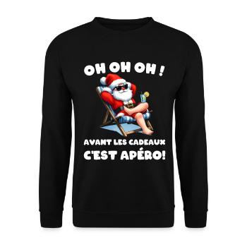 Joyeux Noel 2024 Père Noel Apero cadeau Noel Homme - Sweat-shirt Unisexe - noir - Devant - Alina (178cm) & Michal (187cm)