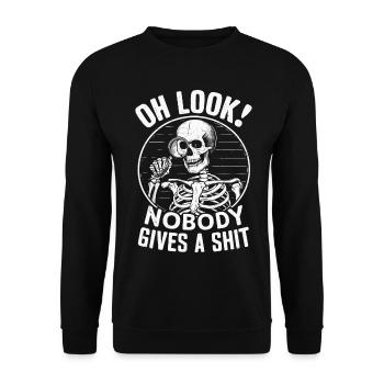 Oh schau Skelett Niemand kümmert sich um schwarzen Humor Design - Unisex Pullover - Schwarz - Vorne - Alina (178cm) & Michal (187cm)