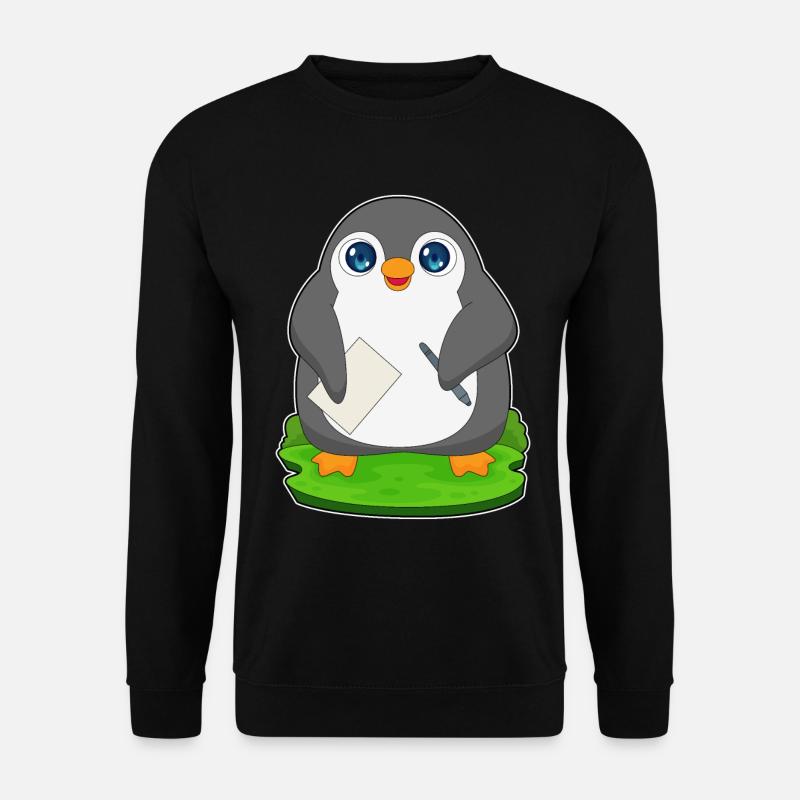 Pinguin Stift Papier - Unisex Pullover - Schwarz