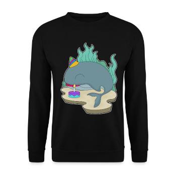 Gâteau d’anniversaire baleine - Sweat-shirt Unisexe - noir - Devant - Alina (178cm) & Michal (187cm)