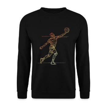 Vintage Volleyballer Line Art - Unisex Pullover - Schwarz - Vorne - Alina (178cm) & Michal (187cm)
