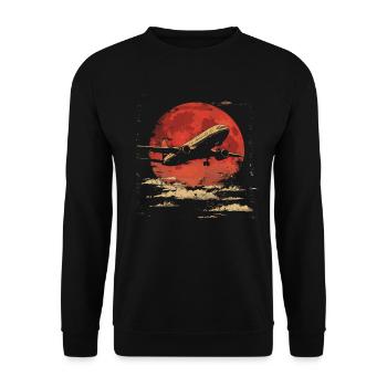 Flugzeug Vaporwave - Unisex Pullover - Schwarz - Vorne - Alina (178cm) & Michal (187cm)