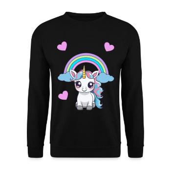 Unicorn Unicorns Child Kids Baby Toddler Heart - Unisex Sweatshirt - black - Front - Alina (178cm) & Michal (187cm)