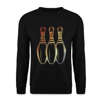 Bowling Retro Look - Unisex Pullover - Schwarz - Vorne - Alina (178cm) & Michal (187cm)