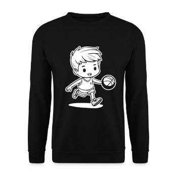 Basketball Boy Drawing - Unisex Sweatshirt - black - Front - Alina (178cm) & Michal (187cm)
