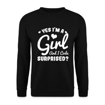 , je suis une fille et je code surpris - Sweat-shirt Unisexe - noir - Devant - Alina (178cm) & Michal (187cm)