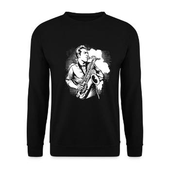 Saxophone Boy - Unisex Sweatshirt - black - Front - Alina (178cm) & Michal (187cm)