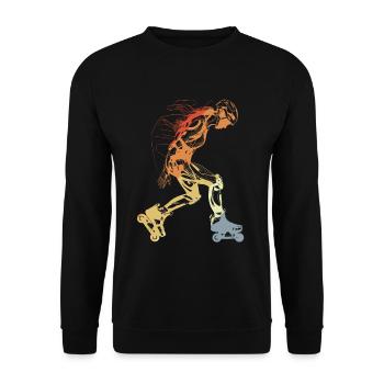 Vintage Roller Skate Girl - Unisex Sweatshirt - black - Front - Alina (178cm) & Michal (187cm)