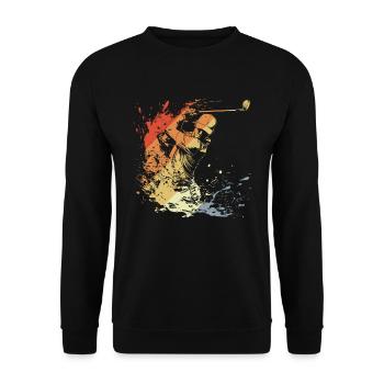 Golfspieler Retro - Unisex Pullover - Schwarz - Vorne - Alina (178cm) & Michal (187cm)