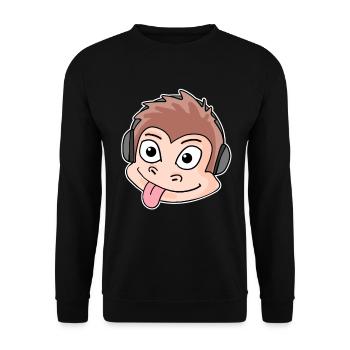 Affe Kopf Tier Kopfhörer Musik - Unisex Pullover - Schwarz - Vorne - Alina (178cm) & Michal (187cm)