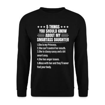 5 choses que vous devez savoir sur mon malin - Sweat-shirt Unisexe - noir - Devant - Alina (178cm) & Michal (187cm)