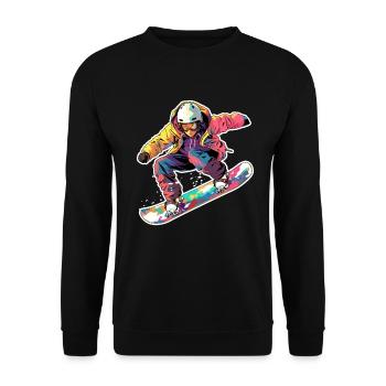 Snowboarder Cartoon Look - Unisex Pullover - Schwarz - Vorne - Alina (178cm) & Michal (187cm)