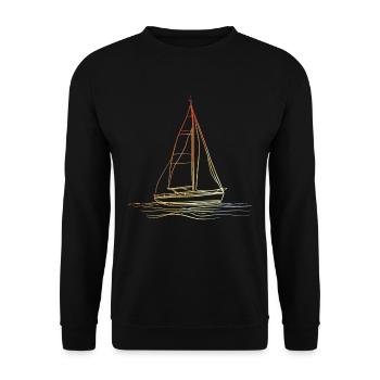Retro Segelboot Line Art - Unisex Pullover - Schwarz - Vorne - Alina (178cm) & Michal (187cm)