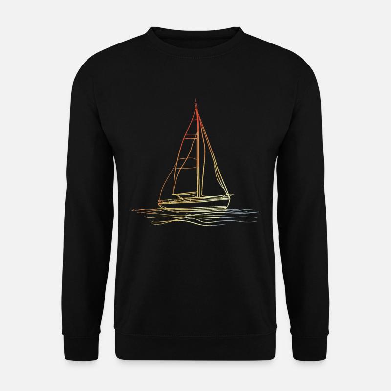 Retro Segelboot Line Art - Unisex Pullover - Schwarz
