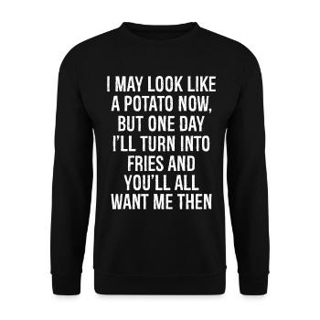 I may look like a potato now but one day - Unisex Pullover - Schwarz - Vorne - Alina (178cm) & Michal (187cm)