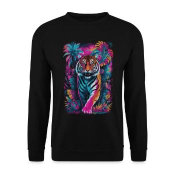 Tigre psychédélique dans un design de jungle vibrant - Sweat-shirt Unisexe - noir - Devant - Alina (178cm) & Michal (187cm)