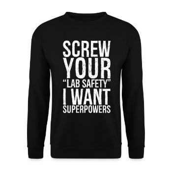 screw your lab safety - Unisex Pullover - Schwarz - Vorne - Alina (178cm) & Michal (187cm)