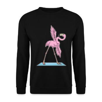 Flamingo Yoga Fitness Gymnastics - Unisex Sweatshirt - black - Front - Alina (178cm) & Michal (187cm)