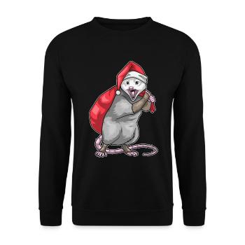 Beutelratte Weihnachten Weihnachtssack - Unisex Pullover - Schwarz - Vorne - Alina (178cm) & Michal (187cm)